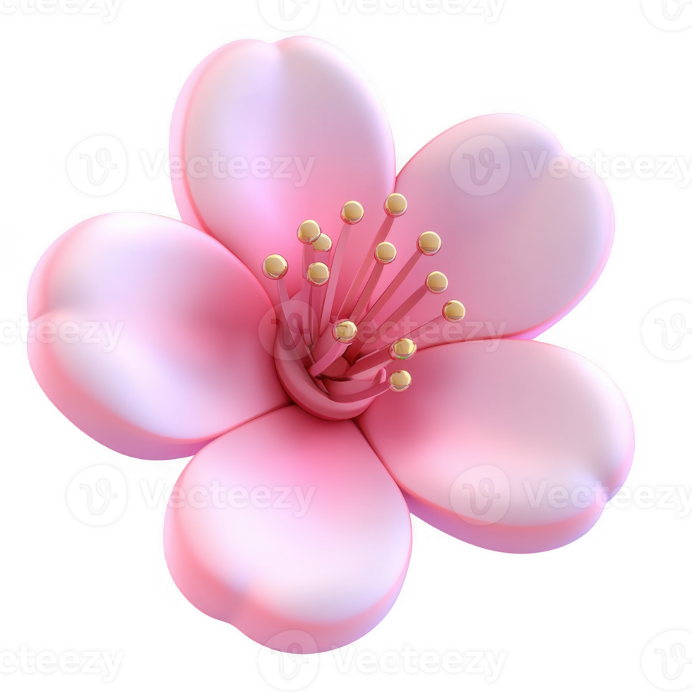 3d icon Sakura Pink cherry blossom with Chinese New Year on transparent background, symbolizing spring, renewal and beauty png