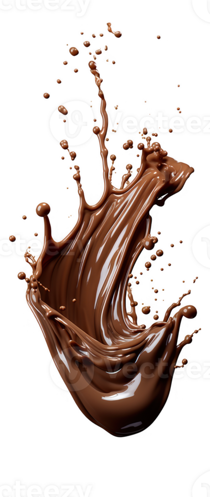 Creamy chocolate splashing in a smooth crown shape with droplets, isolated on transparent background, perfect for food and beverage promotions png