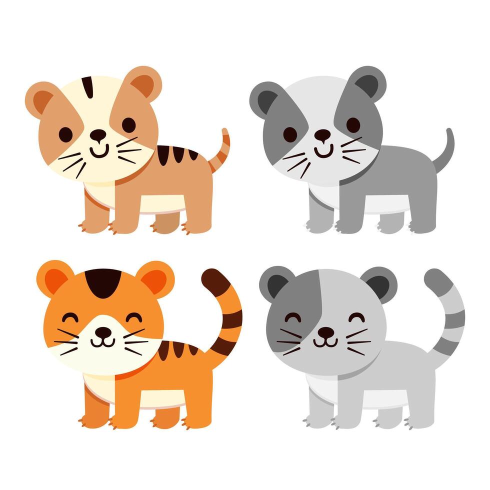 set of illlustration of 4 kittens vector