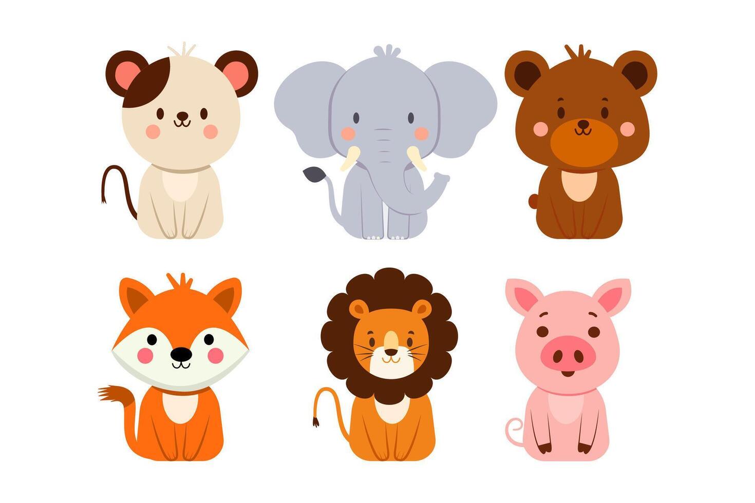 set of cute cartoon illustration vector