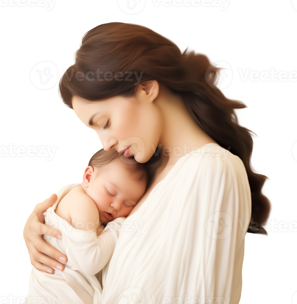 Mother and Baby Loving Care Isolated on Transparent Background png