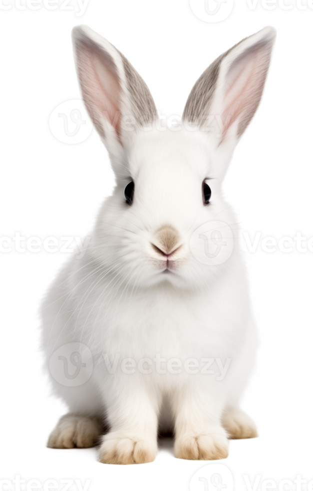 Cute White Bunny Rabbit Isolated on Transparent Background png