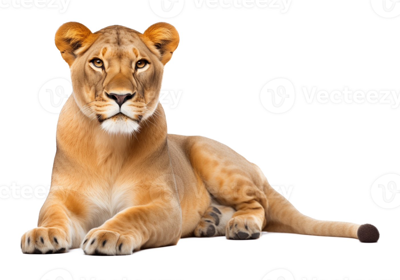 Resting Lioness Isolated on Transparent Background png