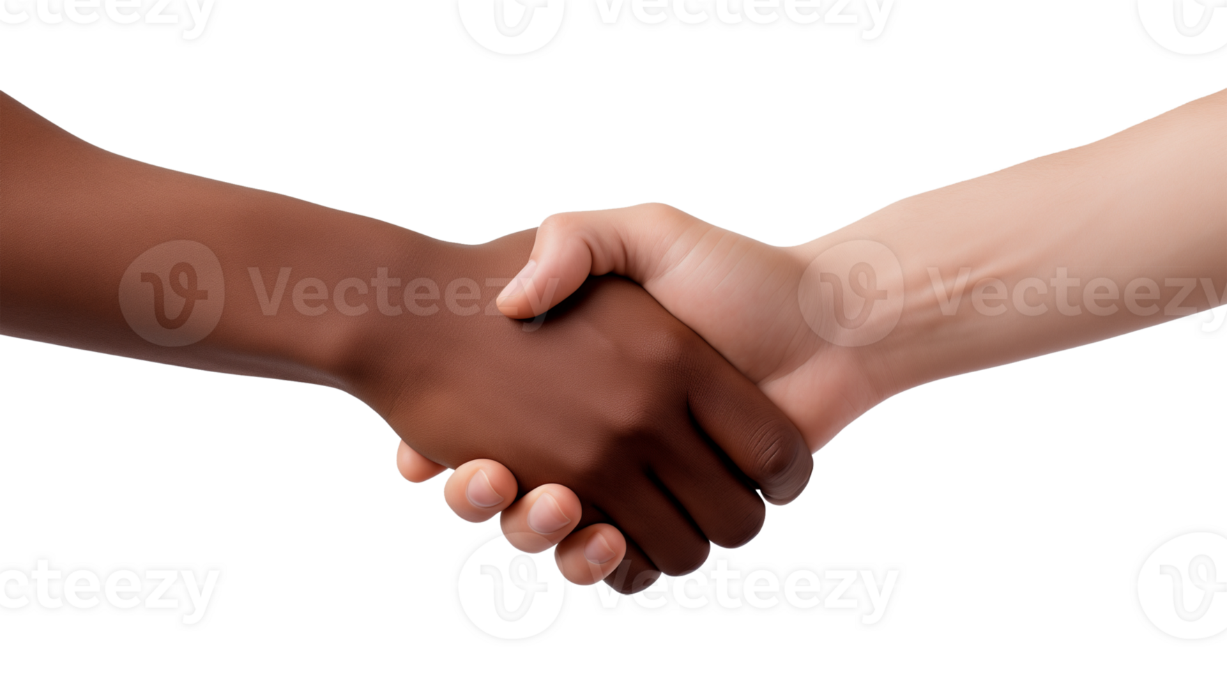 Black Hand and White Hand Handshake Isolated on Transparent Background png
