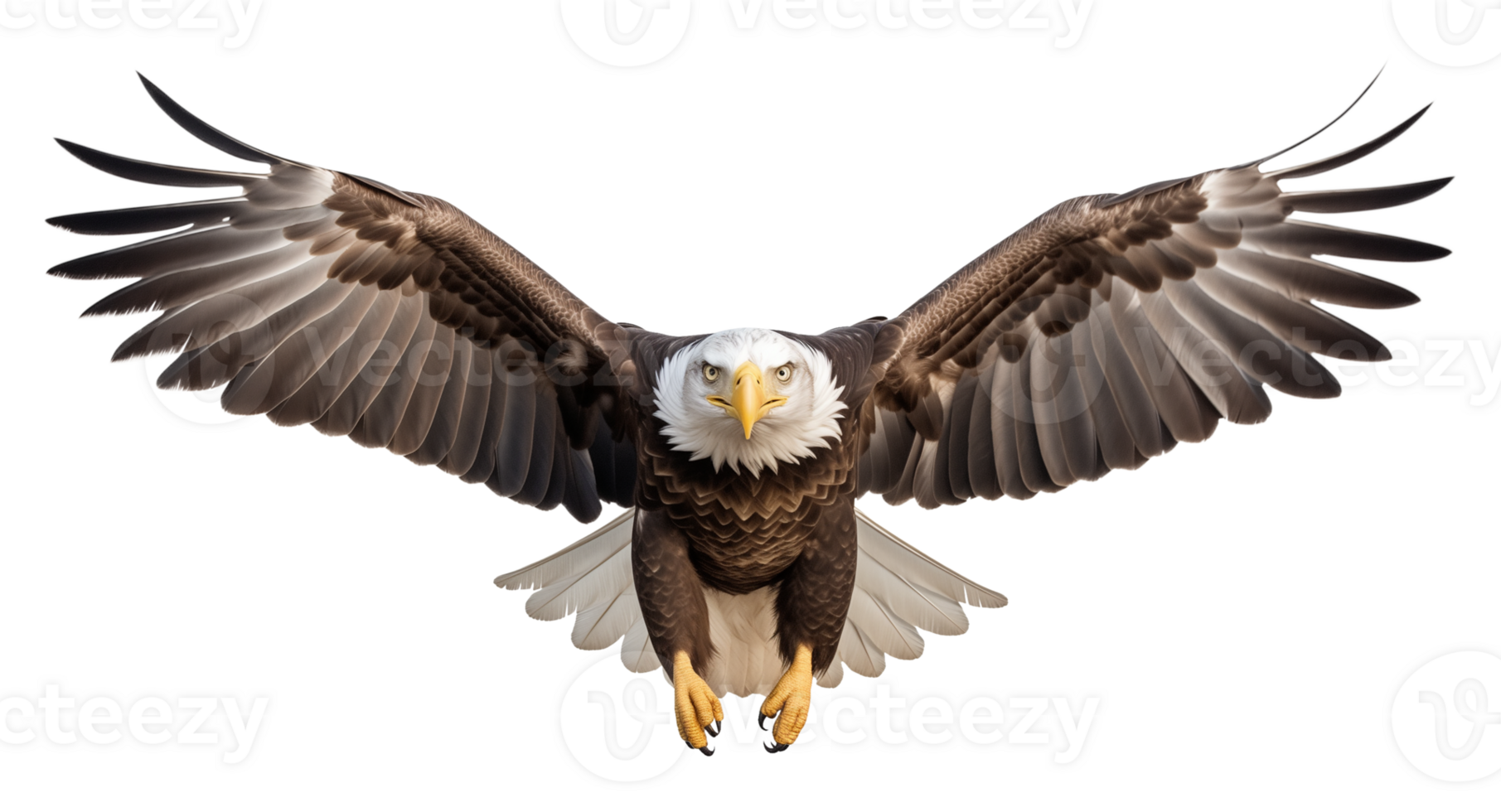 American Bald Eagle Flying Front View Isolated on Transparent Background png
