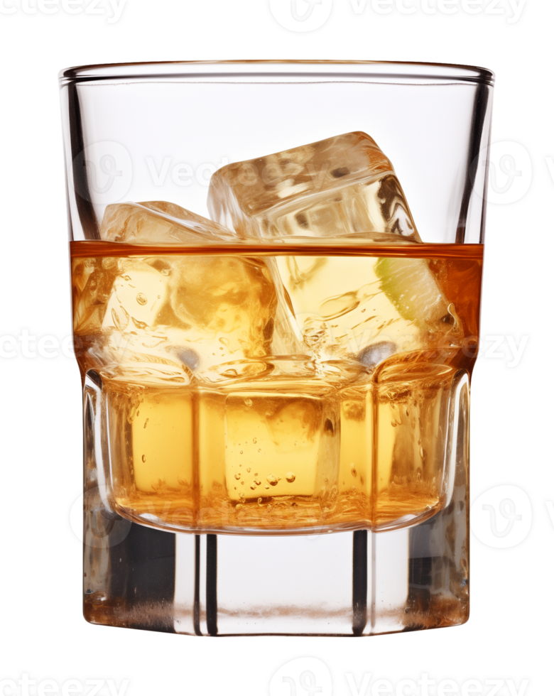 Tequila on Glass with Ice Isolated on Transparent Background png