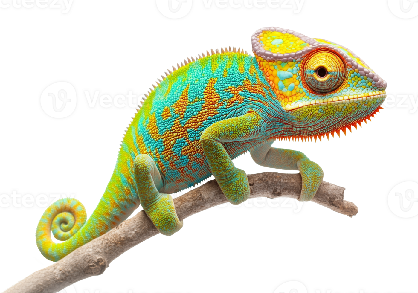 Chameleon on Branch Isolated on Transparent Background png