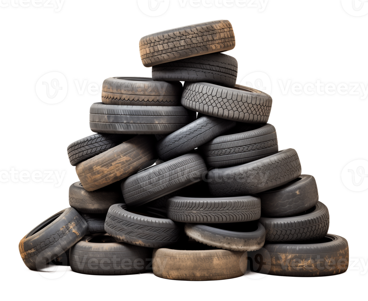 Old Used Tire Pile Isolated on Transparent Background png