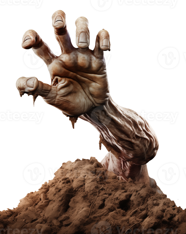Zombie hand coming out of the soil Isolated on Transparent Background png