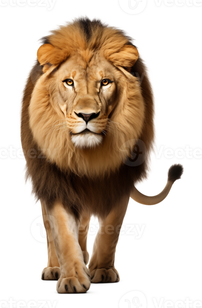 Lion Walking Front View Isolated on Transparent Background png