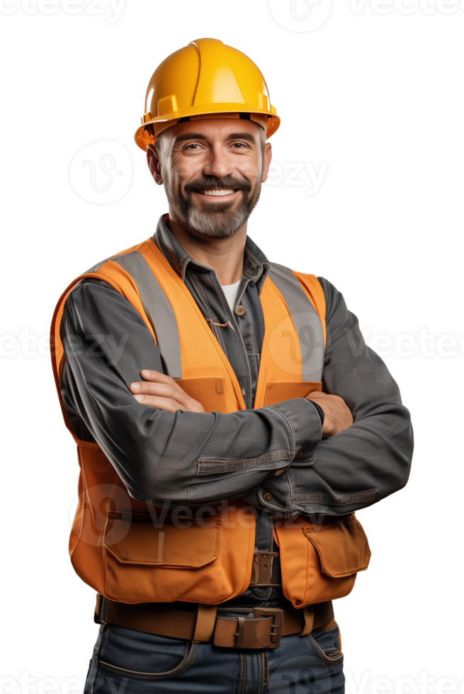Construction Worker Crossed Arms Isolated on Transparent Background png