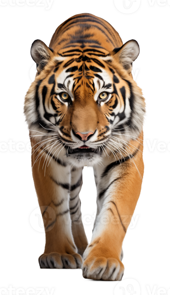 Tiger Walking Front View Isolated on Transparent Background png