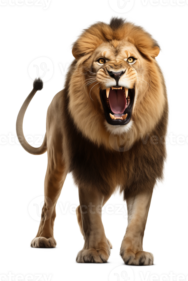 Angry Lion Front View Isolated on Transparent Background png