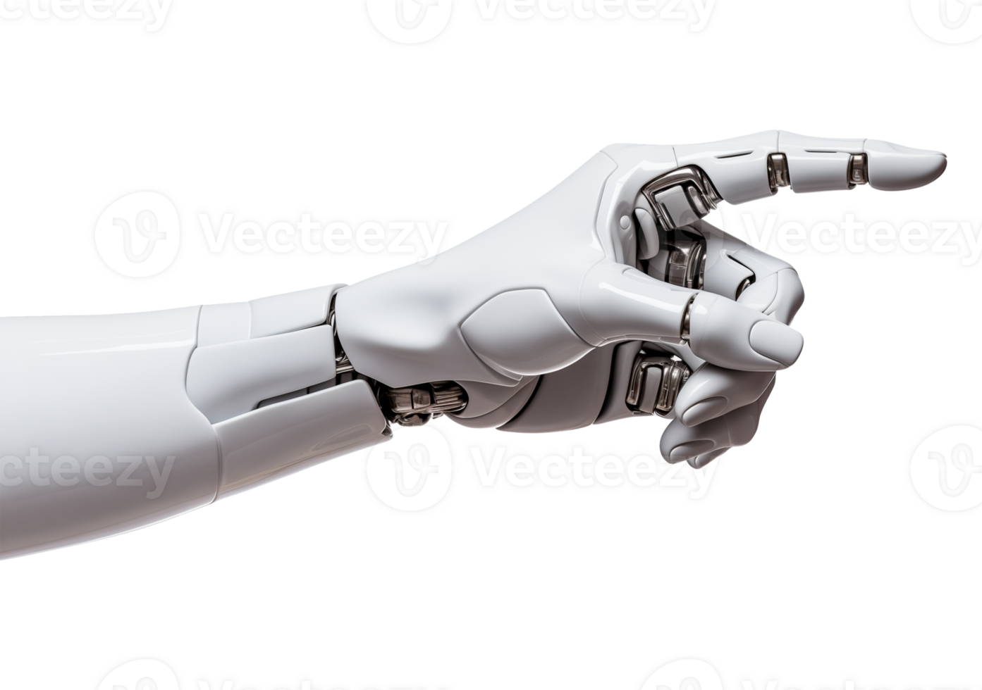 Hand of Android Robot Pointing Isolated on Transparent Background png