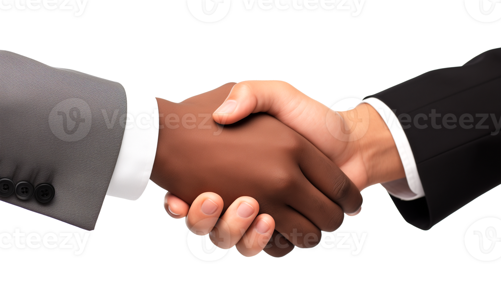 Black and White Businessman Handshake Isolated on Transparent Background png