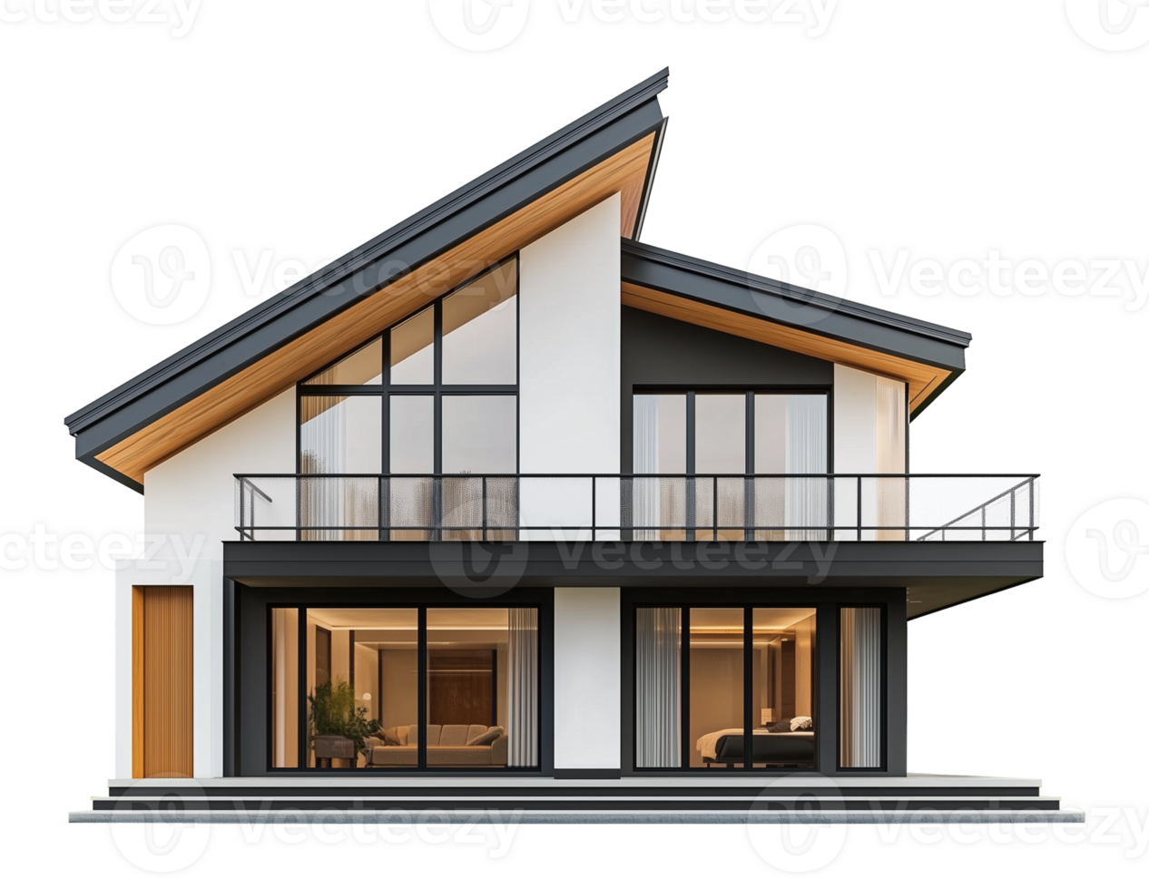 Modern House Architecture Isolated on Transparent Background png
