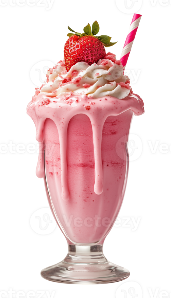 Overload Strawberry Milkshake Isolated on Transparent Background png