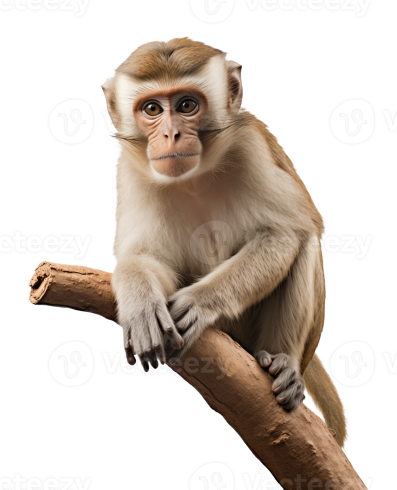 Monkey on Branch Isolated on Transparent Background png