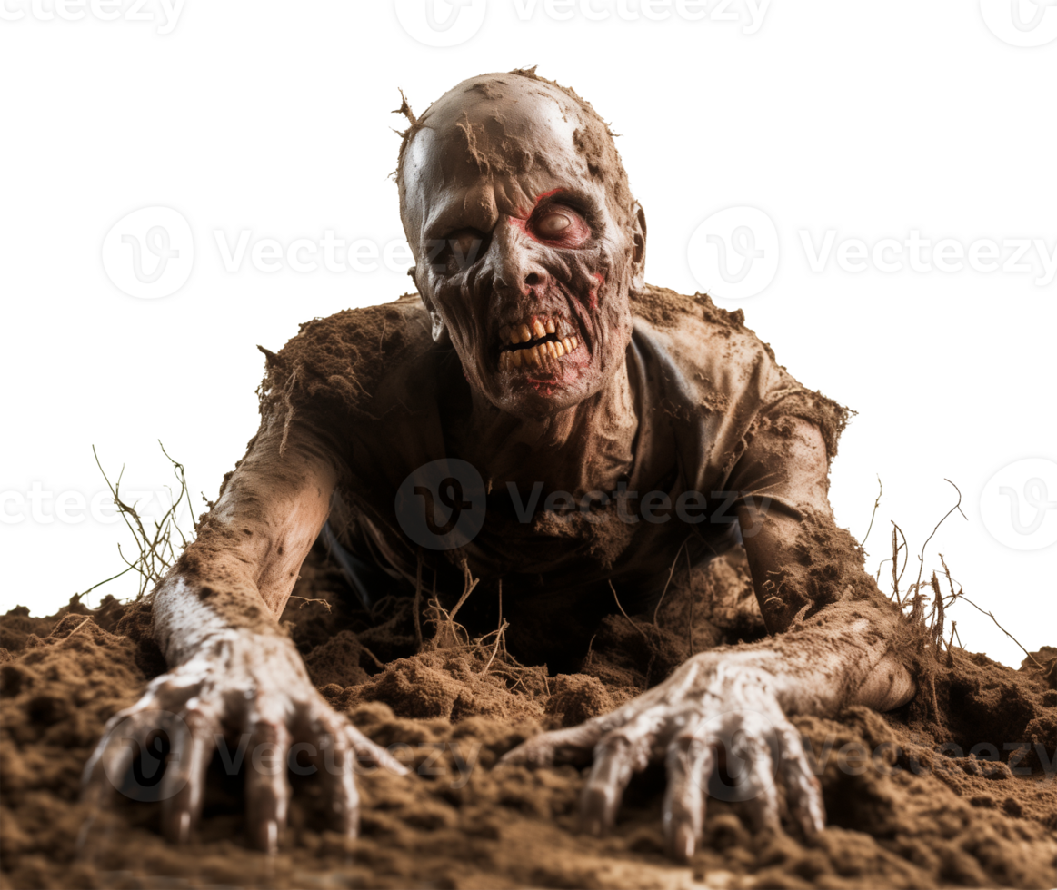 Zombie Coming Out of Soil Isolated on Transparent Background png