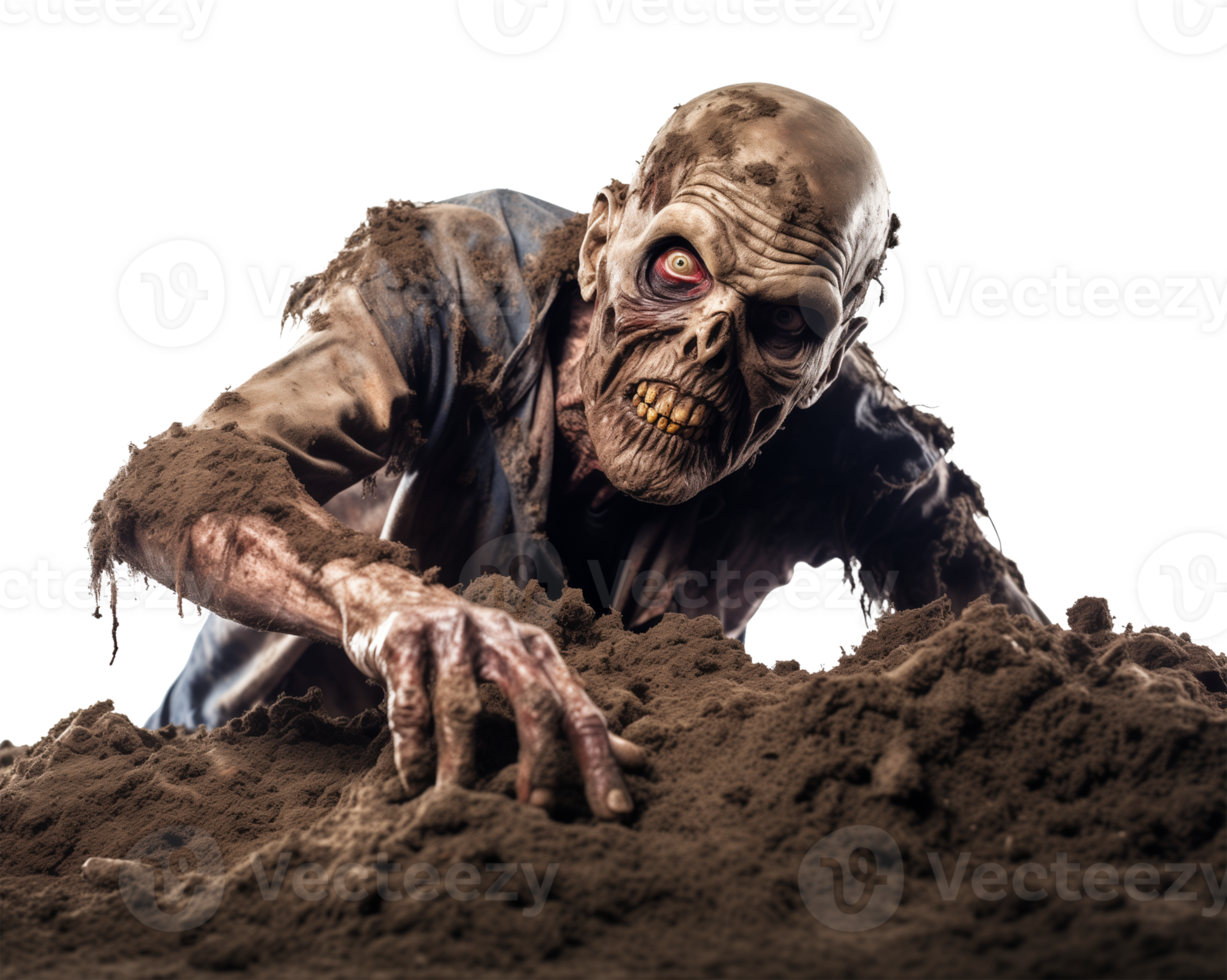 Zombie Crawling Coming Out of Soil Isolated on Transparent Background png