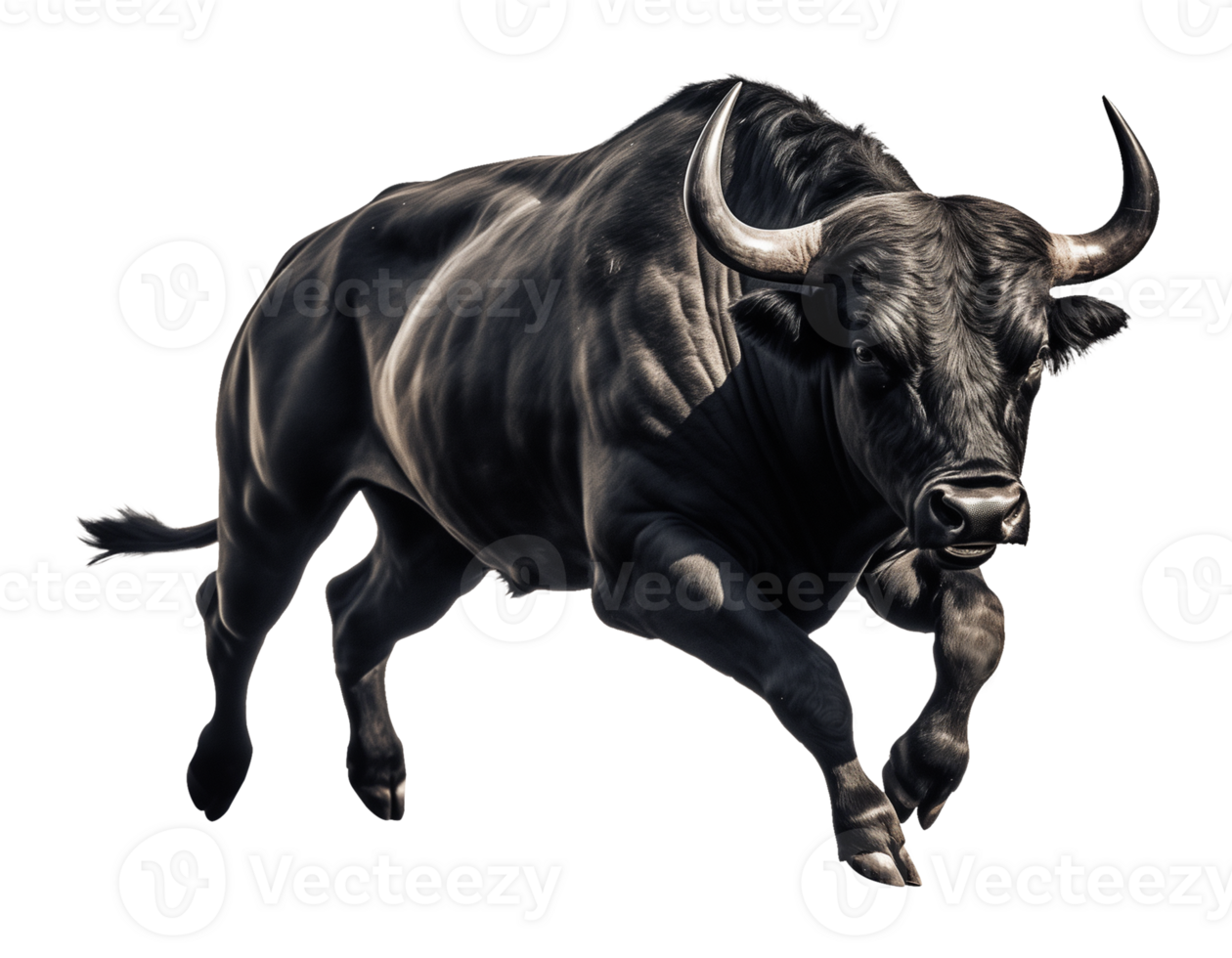 Angry Bull Running Isolated on Transparent Background png