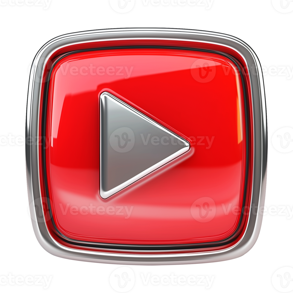 3D Icon Play Button Isolated on Transparent Background png