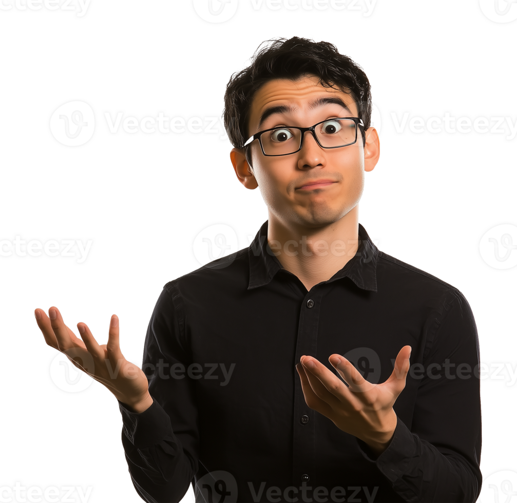 Questioning Gesture Man Isolated on Transparent Background png