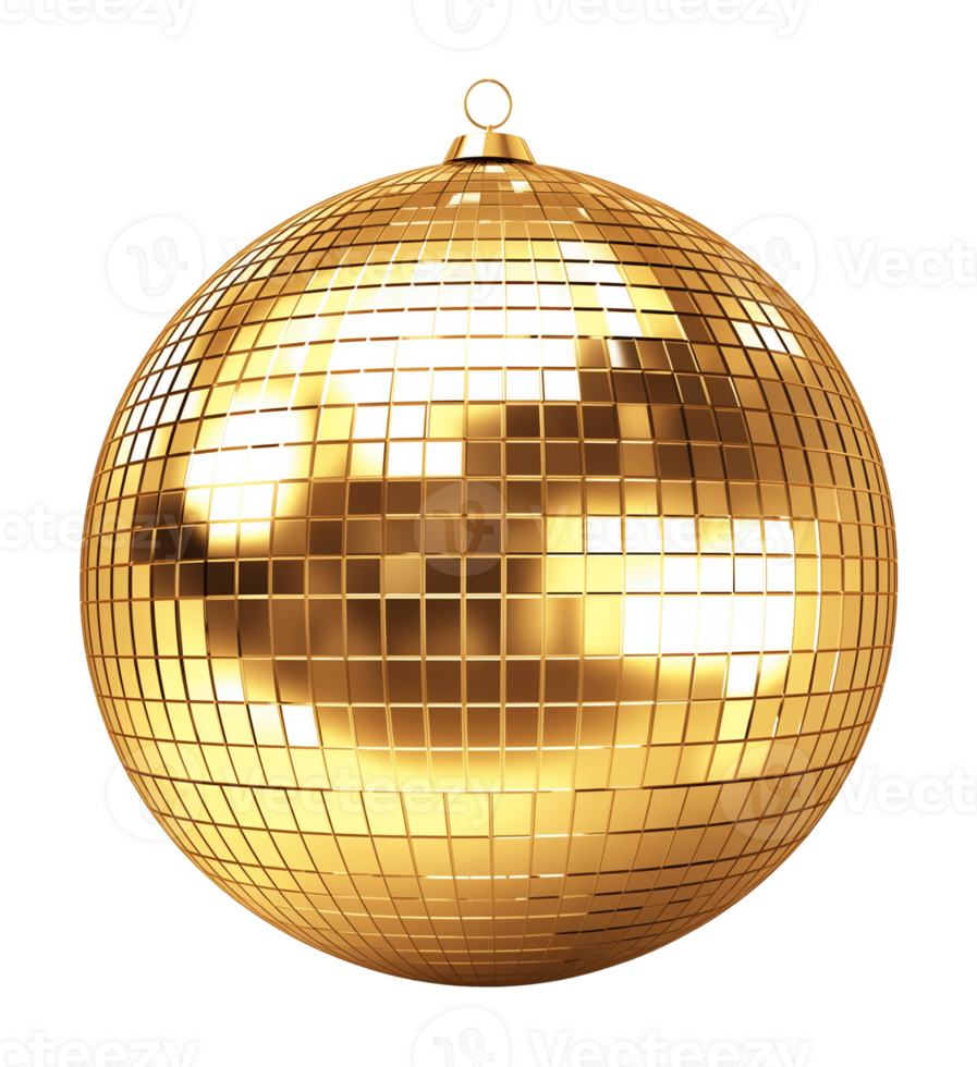 Golden Disco Ball Isolated on Transparent Background png