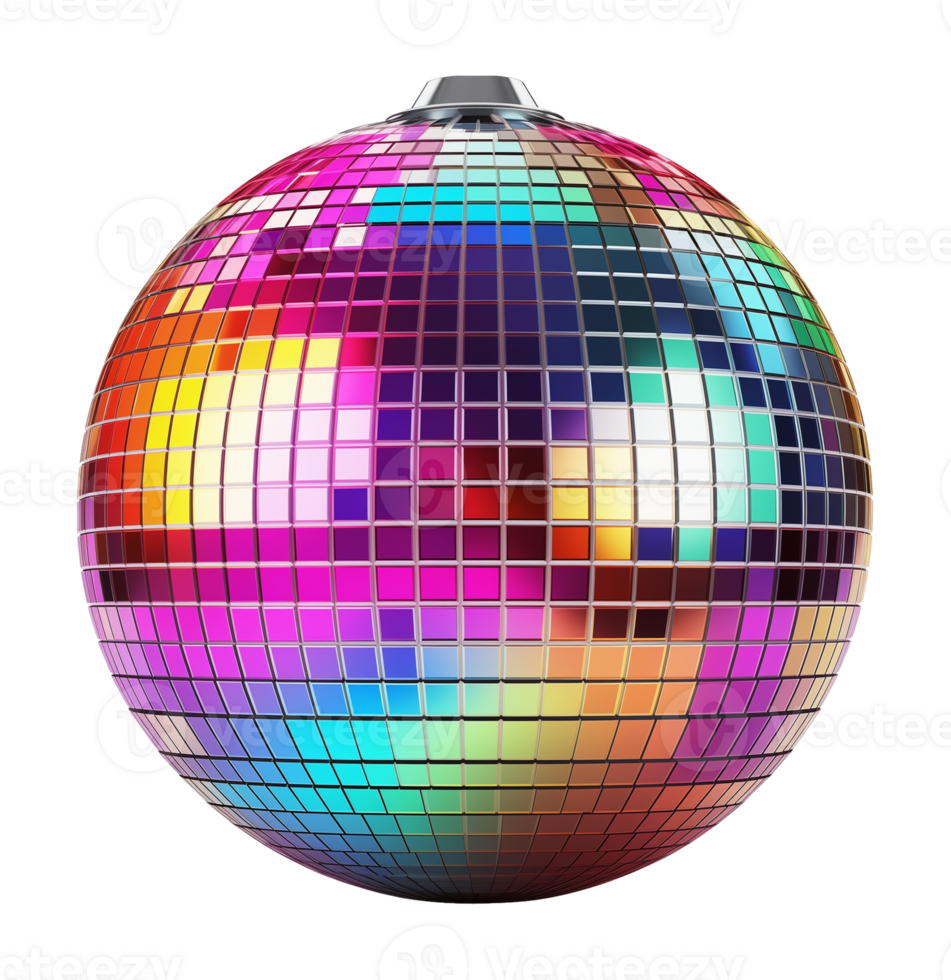 Neon Disco Ball Isolated on Transparent Background png