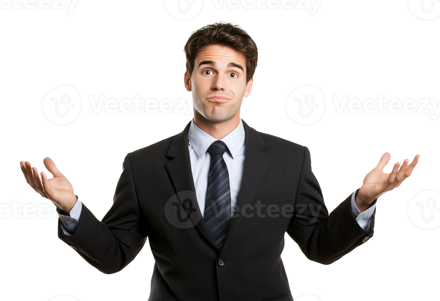 Businessman Questioning Gesture Isolated on Transparent Background png