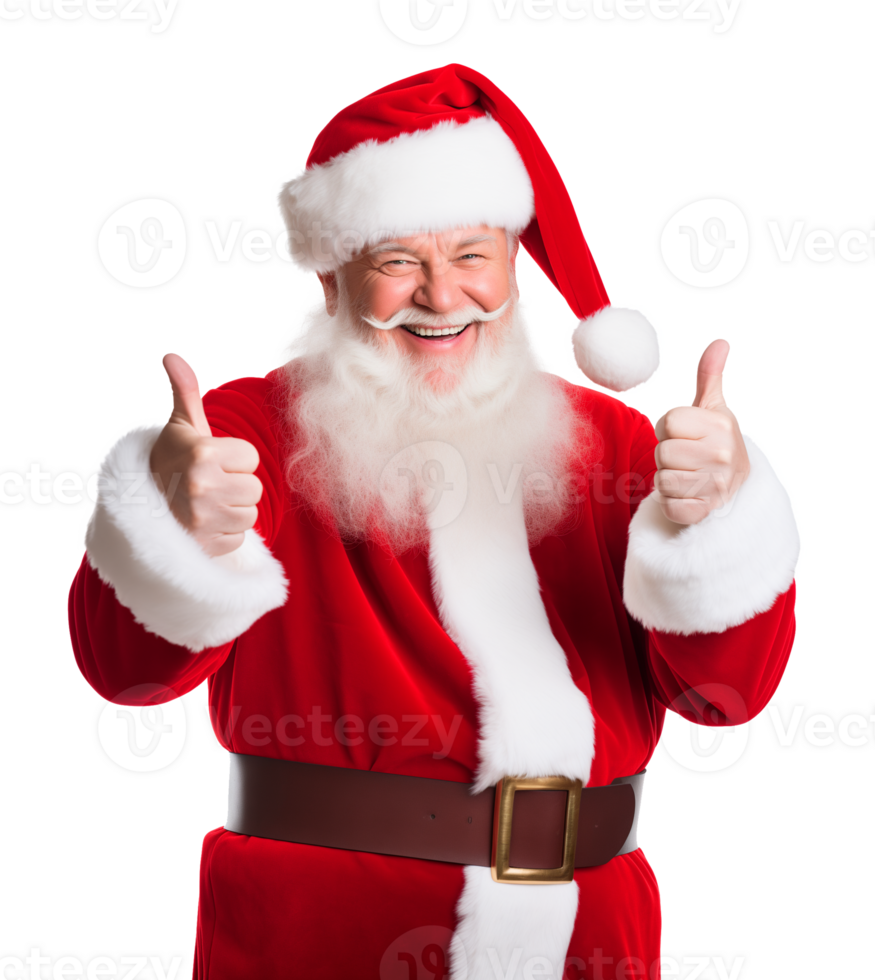Santa Claus Two Thumbs up Isolated on Transparent Background png