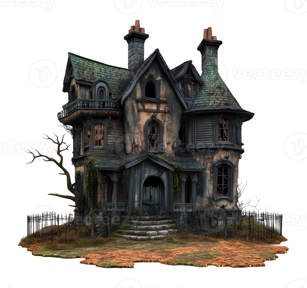 Scary Haunted House Isolated on Transparent Background png