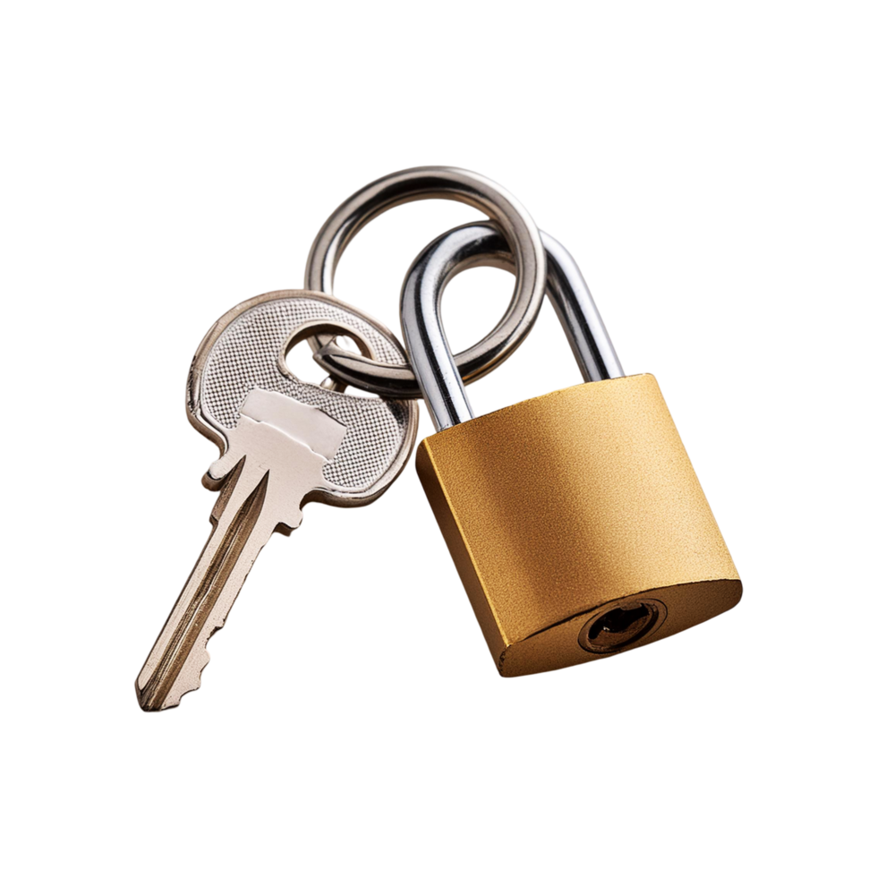 Realistic Lock and key on transparent background png