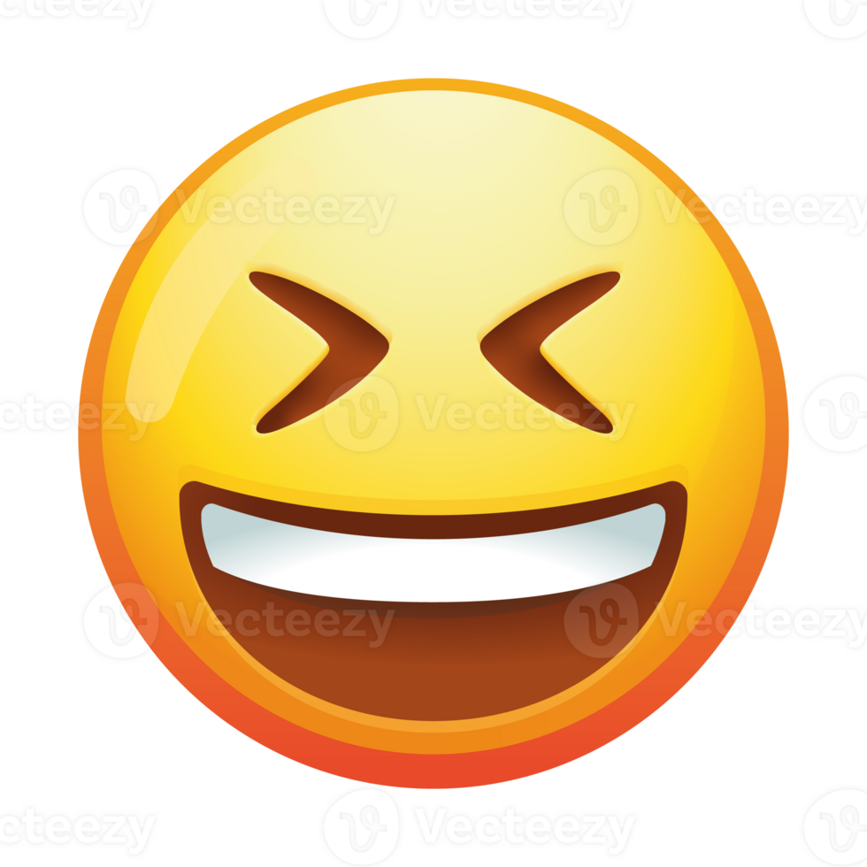 A playful grinning squinting emoji face with a big smile, showcasing a fun and cheeky expression with bright yellow colors and simple features. png