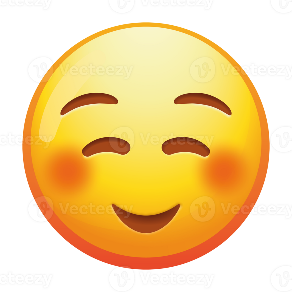 A simple smiling emoji face, radiating happiness and joy with bright yellow colors and a warm, friendly expression. png