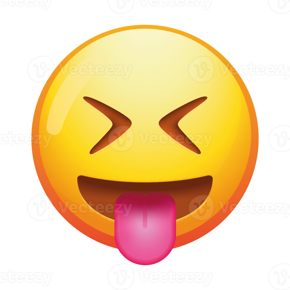 A cheeky squinting emoji face with its tongue out, showcasing a fun and playful expression with bright yellow colors. png