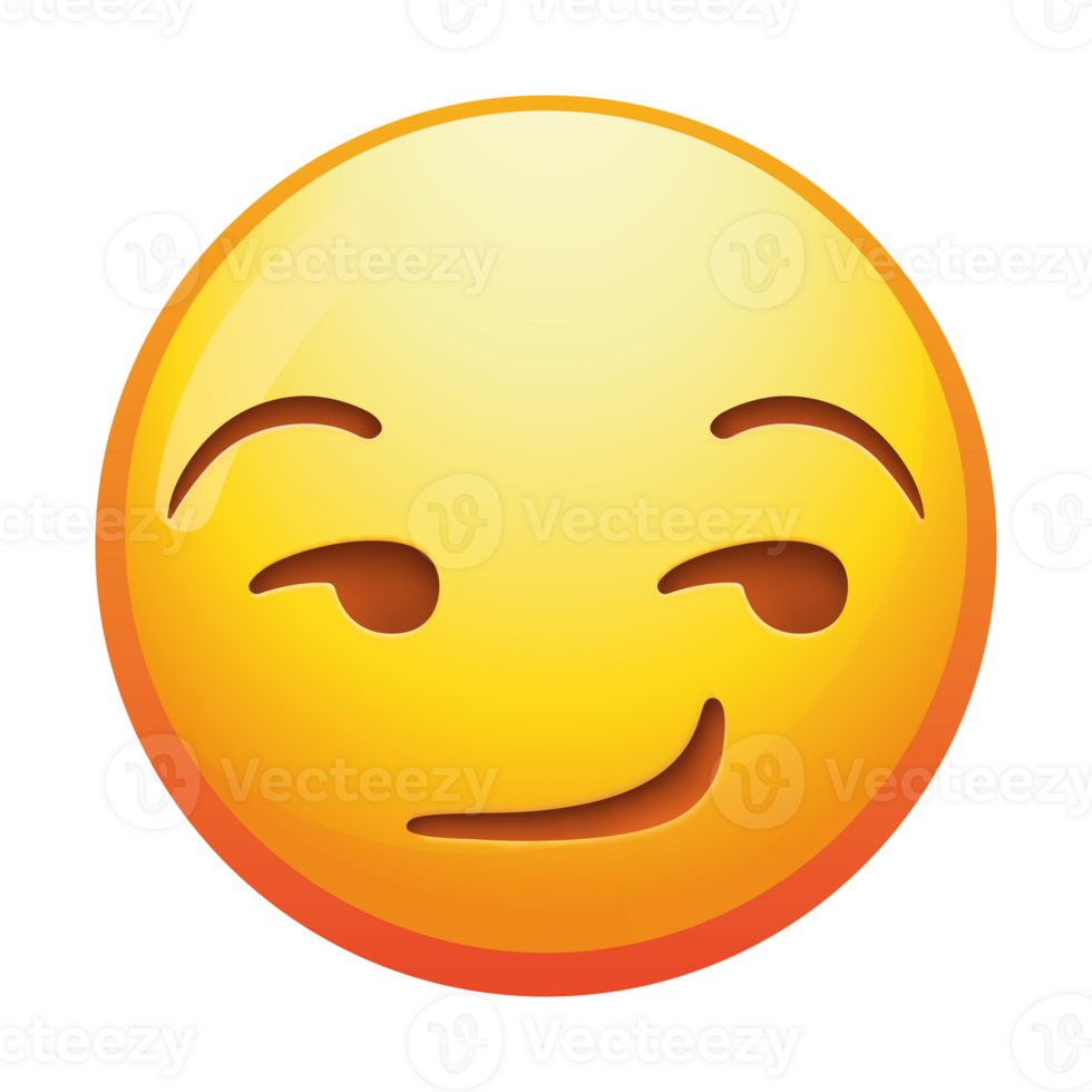 A playful smirking emoji face with a sly expression, conveying mischief and confidence with subtle yellow tones. png