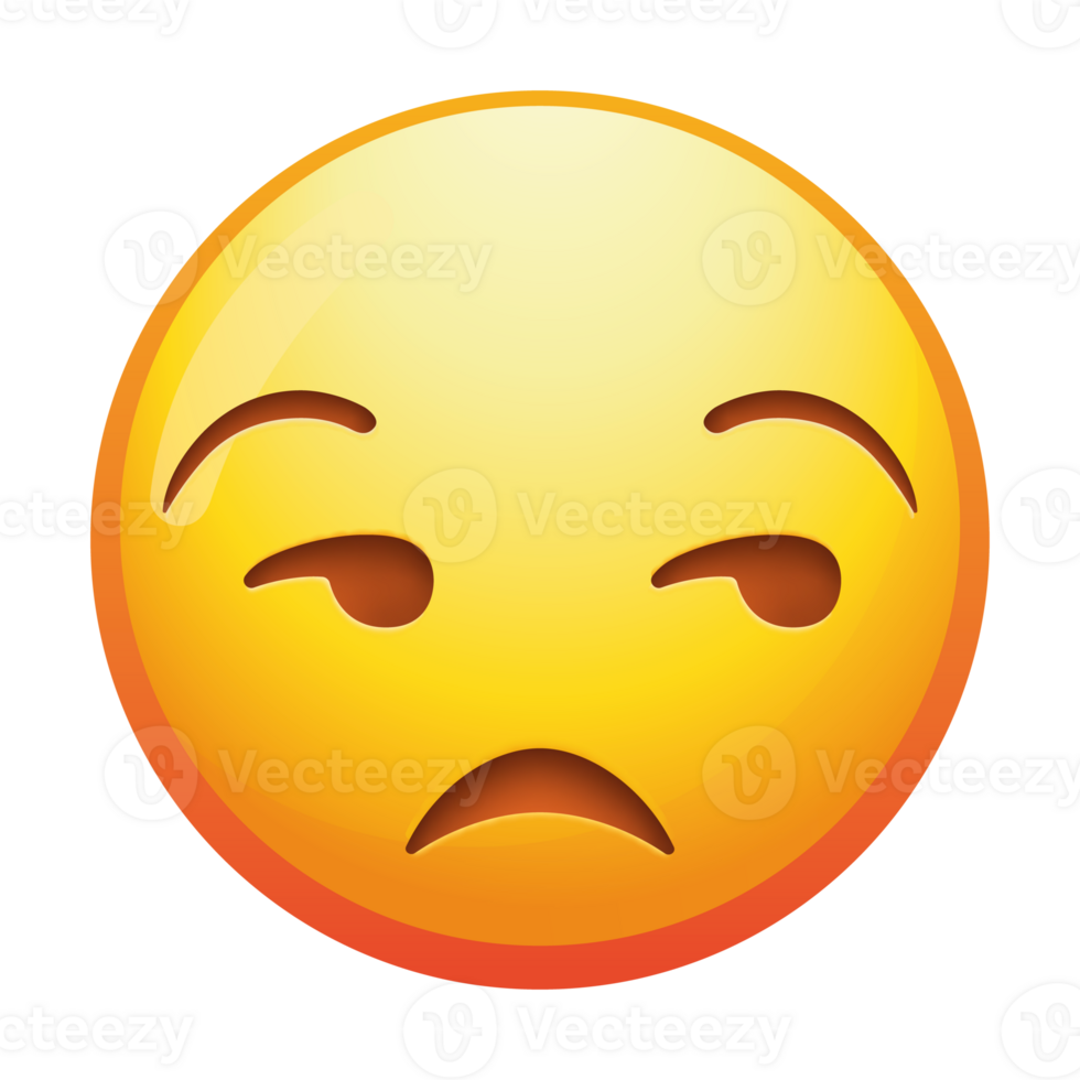 An unamused emoji face with a straight mouth and lowered eyes, expressing mild annoyance or disinterest in soft yellow tones. png