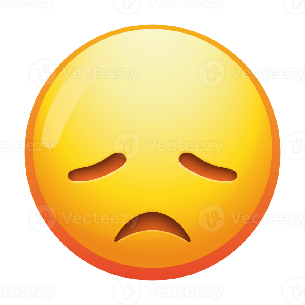 A disappointed emoji face with downcast eyes and a frown, expressing sadness and dismay in soft yellow tones. png