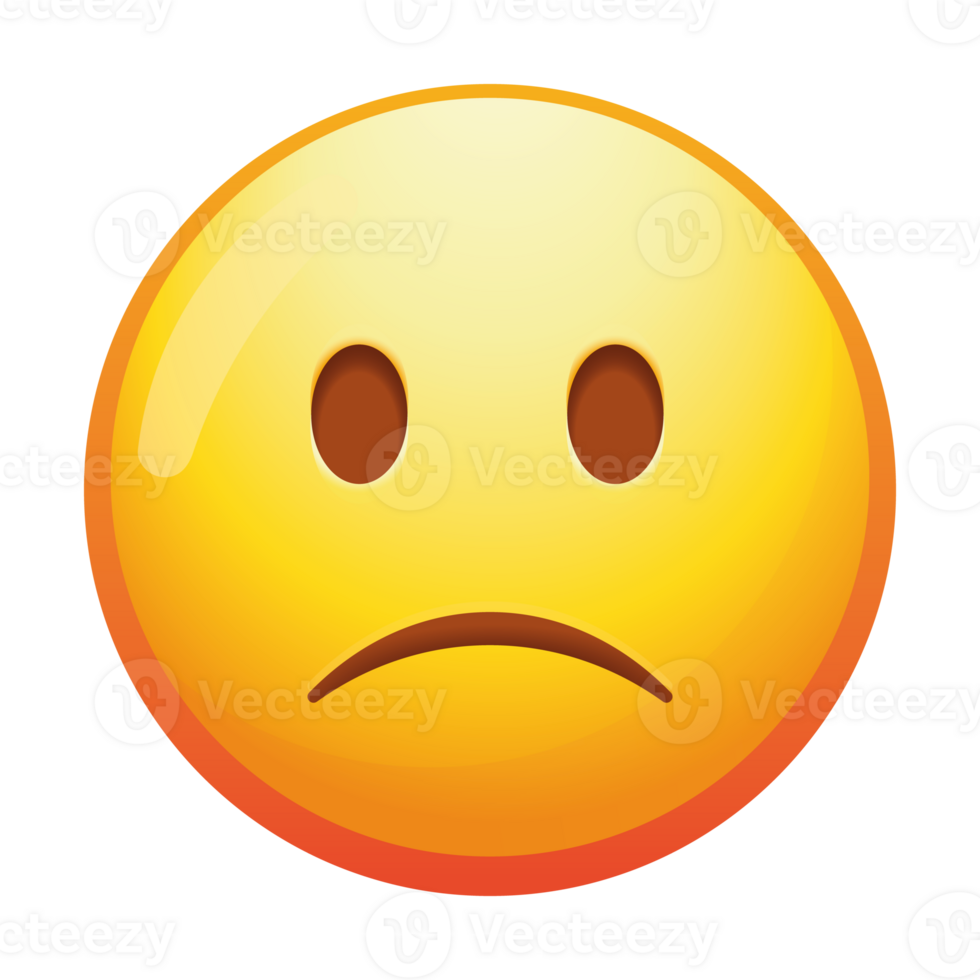 A slightly frowning emoji face with gentle downturned mouth and soft eyes, expressing mild sadness or concern in subtle yellow tones. png