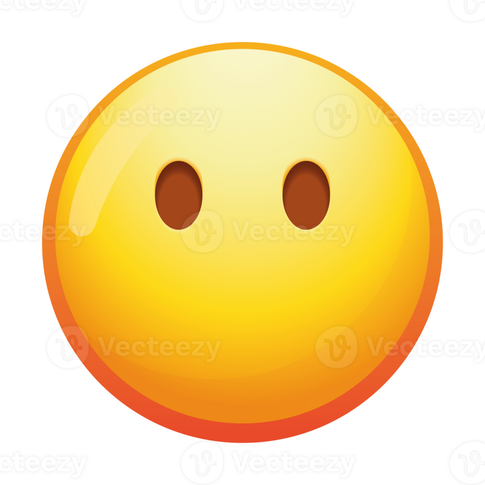 An emoji face without a mouth, conveying a sense of silence or contemplation in soft yellow tones. png