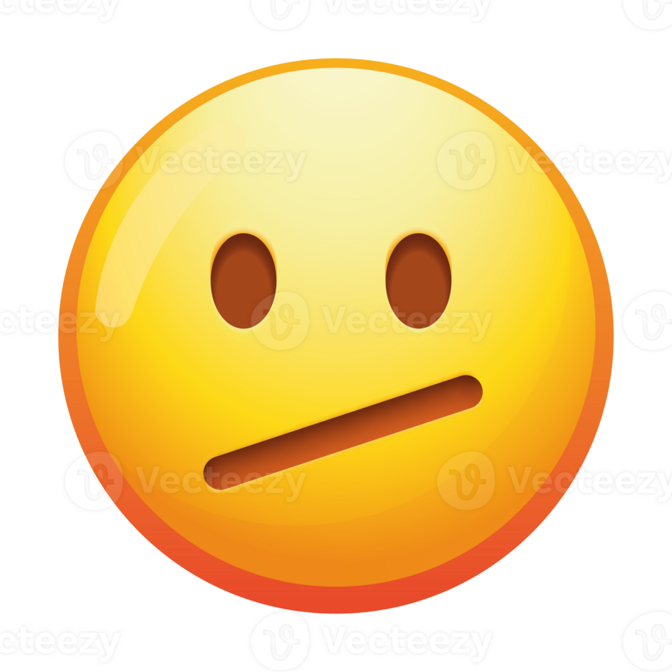 An emoji face with a diagonal mouth, conveying a quirky or ambiguous expression in bright yellow tones. png