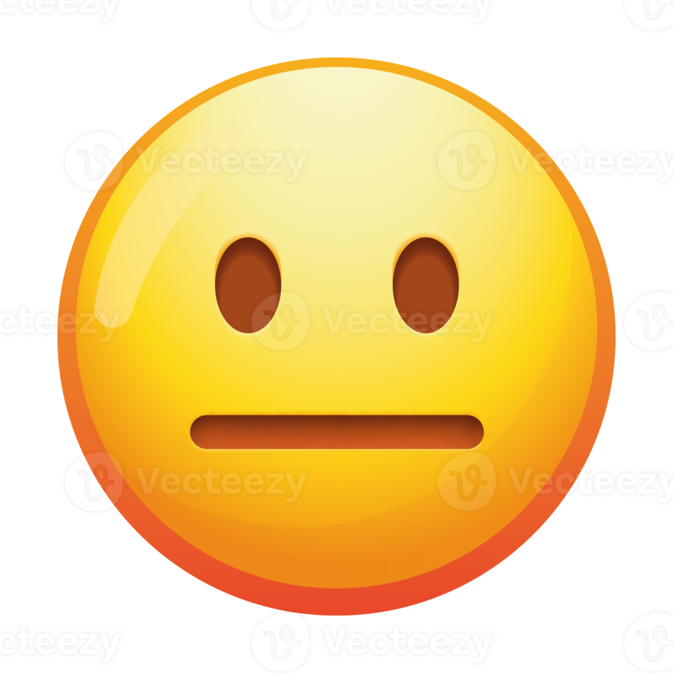 A neutral emoji face with a straight expression and relaxed features, conveying a sense of calm or indifference in soft yellow tones. png
