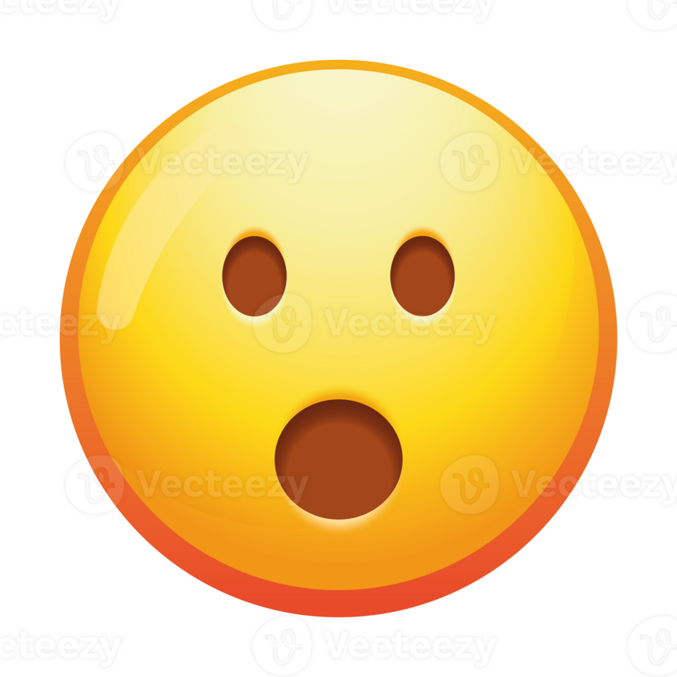 An emoji face with an open mouth, conveying surprise or excitement in bright yellow tones. png
