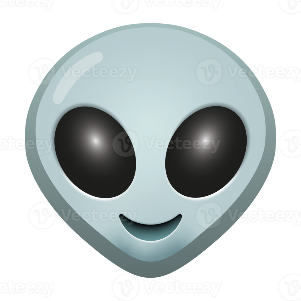 An alien emoji featuring a classic extraterrestrial face with big eyes and a small mouth, conveying a sense of curiosity or otherworldliness in bright yellow tones. png