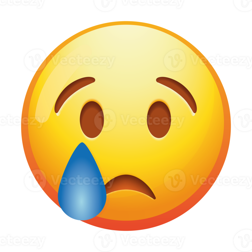 A crying emoji face with tears streaming down, expressing deep sadness or grief in soft yellow tones. png