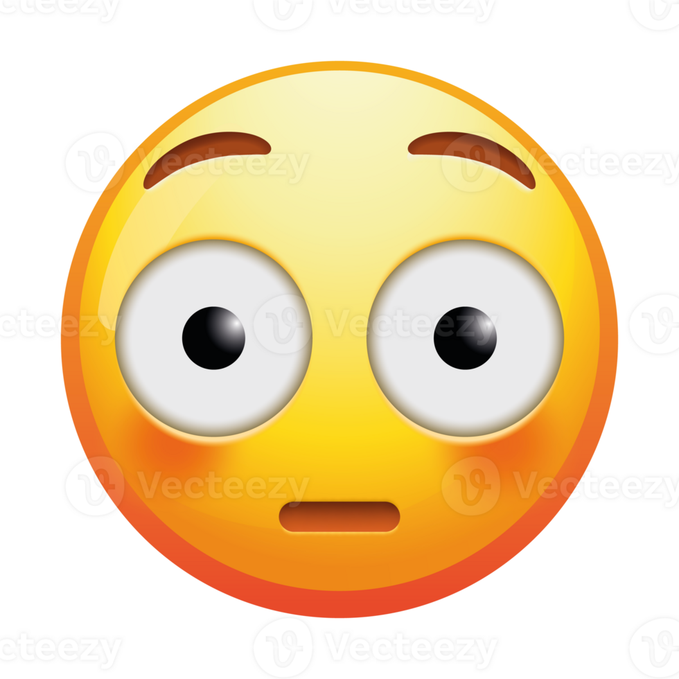 A flushed emoji face with rosy cheeks and wide eyes, expressing embarrassment or shyness in soft yellow tones. png