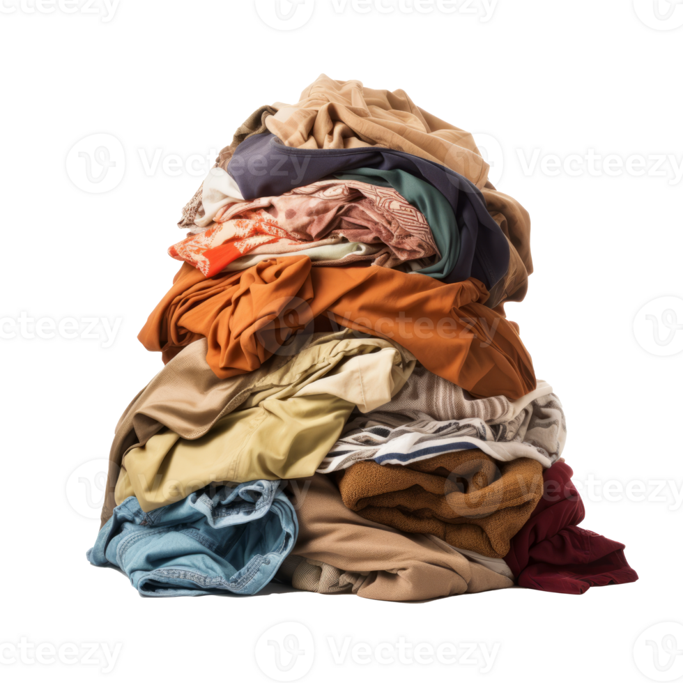 Pile of dirty laundry isolated on transparent background. . png
