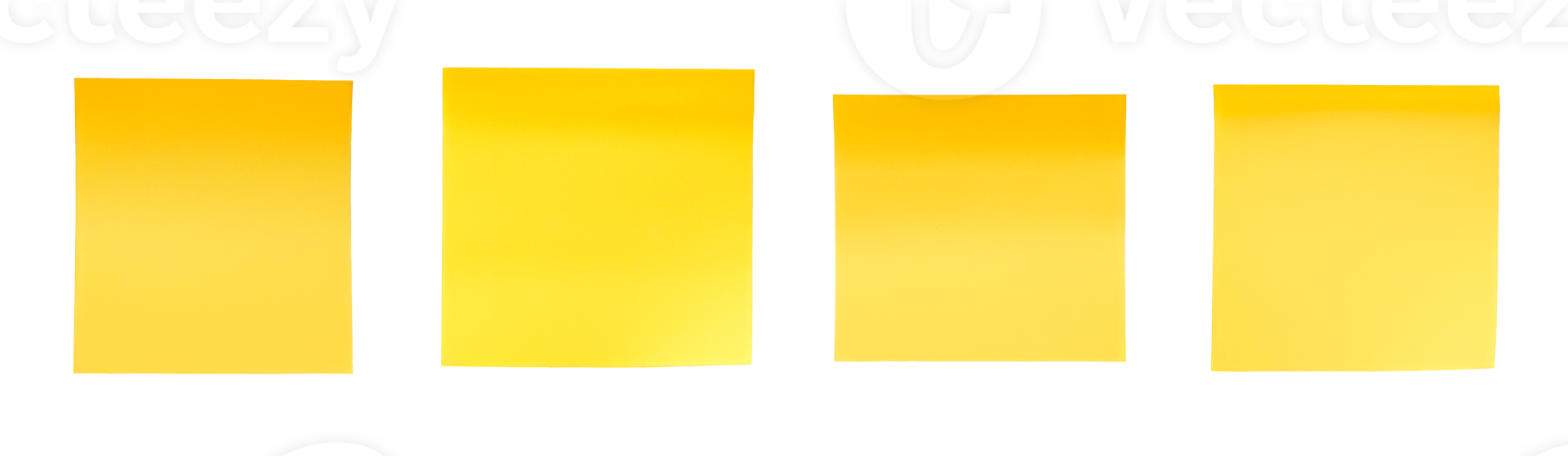 Four isolated yellow squares on a transparent background for graphic design. png