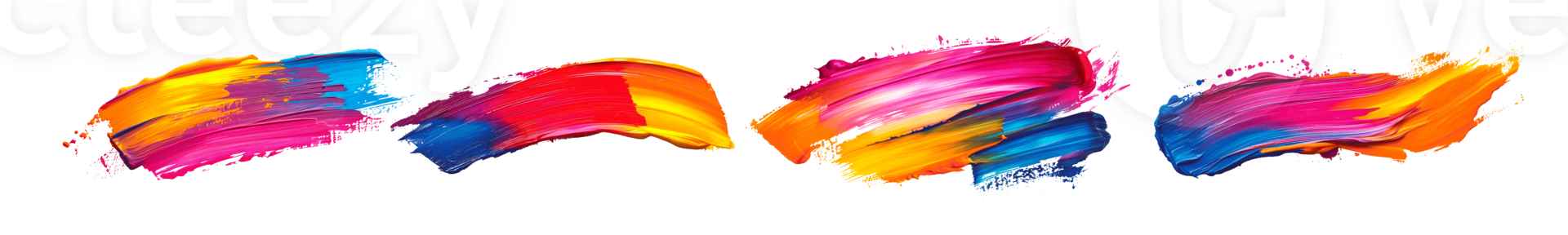 Colorful brush strokes in vibrant hues for artistic designs and backgrounds png